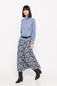 Cortefiel Printed midi skirt Printed blue