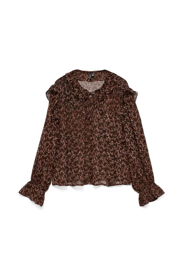 Vero Moda Camisa de manga comprida com folhos Castanho