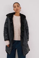 Cortefiel Long reversible faux fur coat Black