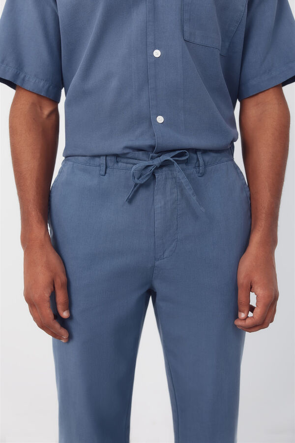 Cortefiel Trousers with elastic waistband and regular drawstrings Blue