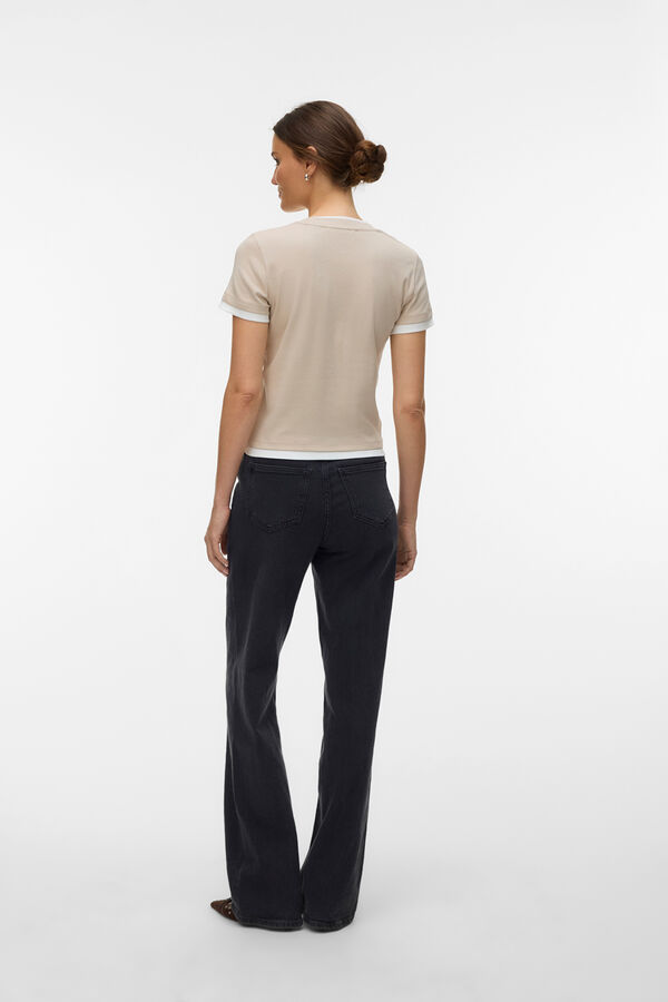 Vero Moda T-shirt de manga curta dupla camada Tostado