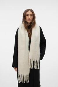 Cortefiel Printed scarf with fringe Ivory
