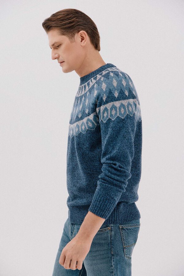 Cortefiel Christmas sweater with a wool crew neck Navy