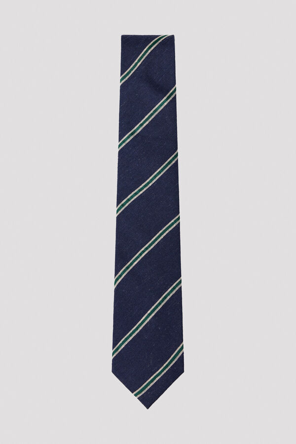 Cortefiel NATURAL silk tie Navy