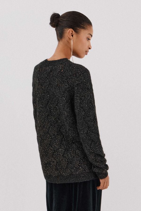 Cortefiel Jersey delantero lentejuelas. Black