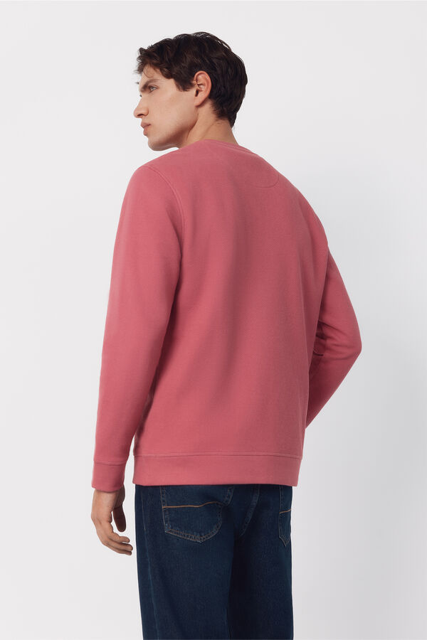Cortefiel Textured crew neck sweatshirt Pink