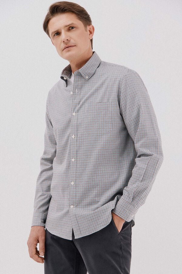 Cortefiel Checked twill shirt Blue