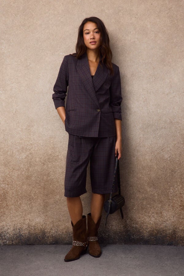 Slowlove Checked blazer Printed brown