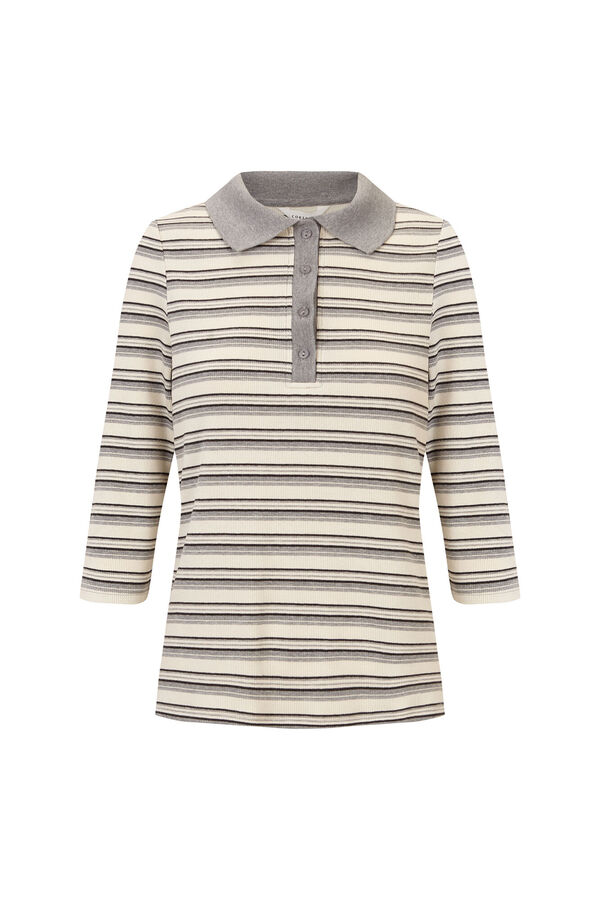 Cortefiel Striped polo shirt Printed white