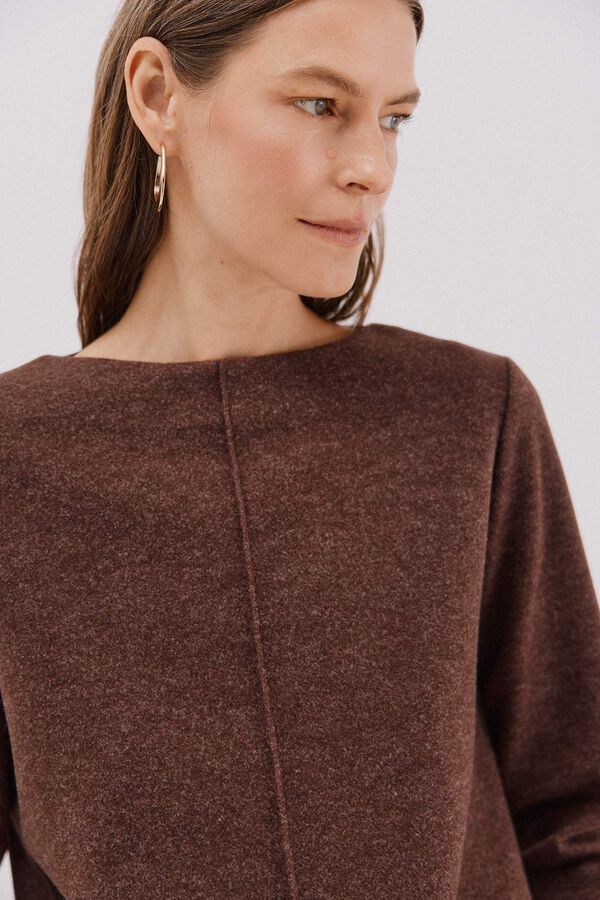 Cortefiel Top escote chimenea Marrón oscuro