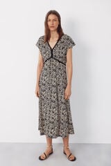 Cortefiel Braided print dress Printed grey