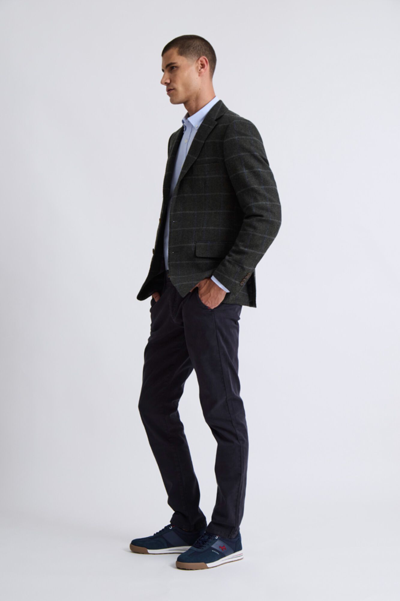 Williot Blazer de espiga em l&atilde; aos quadrados
