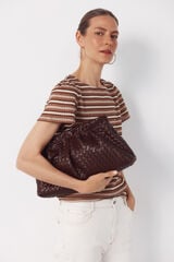 Cortefiel Woven handbag Dark brown
