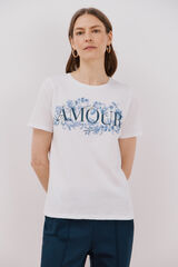 Cortefiel Floral printed t-shirt Printed white