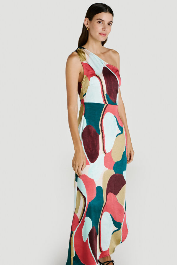 Vila Printed satin party dress Multicolour