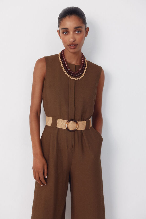 Cortefiel Belted jumpsuit Kaki