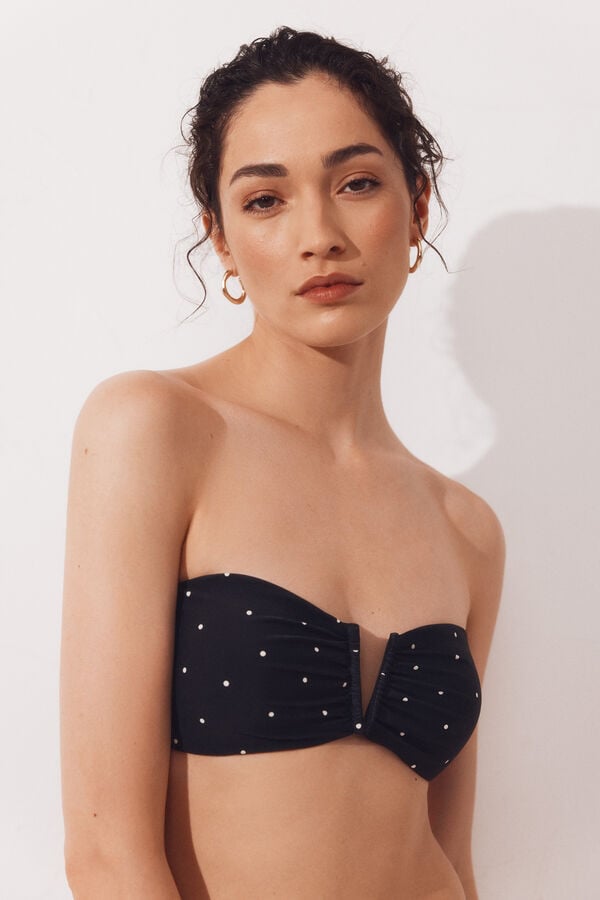 Cortefiel Bandeau bikini top Printed white