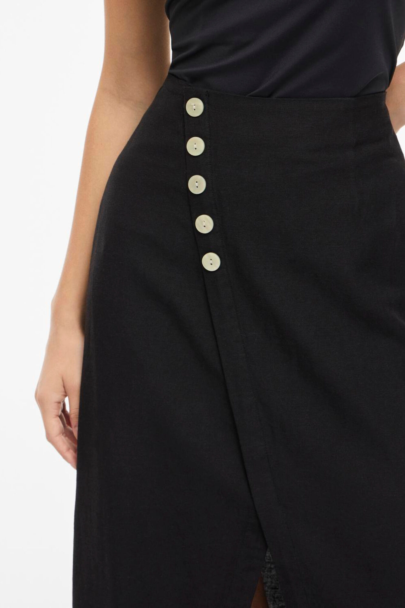 Vila Falda midi cruzada de lino