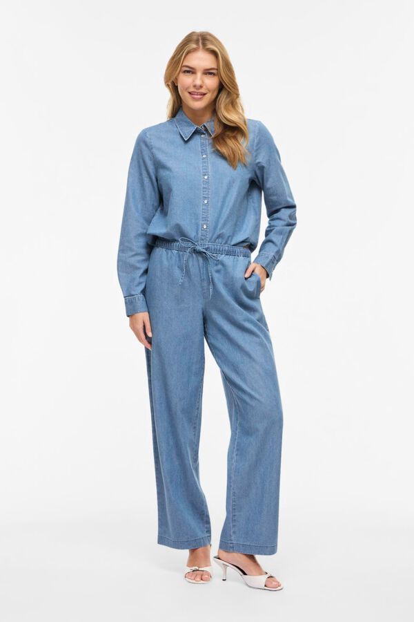 Vila Cal&ccedil;a em Lyocell com cintura el&aacute;stica Azul