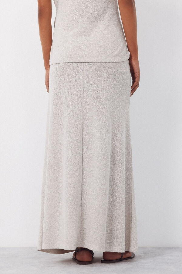 Cortefiel Jersey-knit skirt Beige