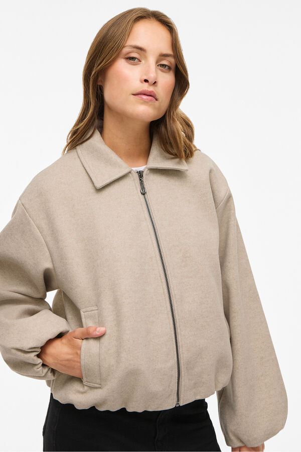 Vila Jaqueta com mangas bal&atilde;o Tostado