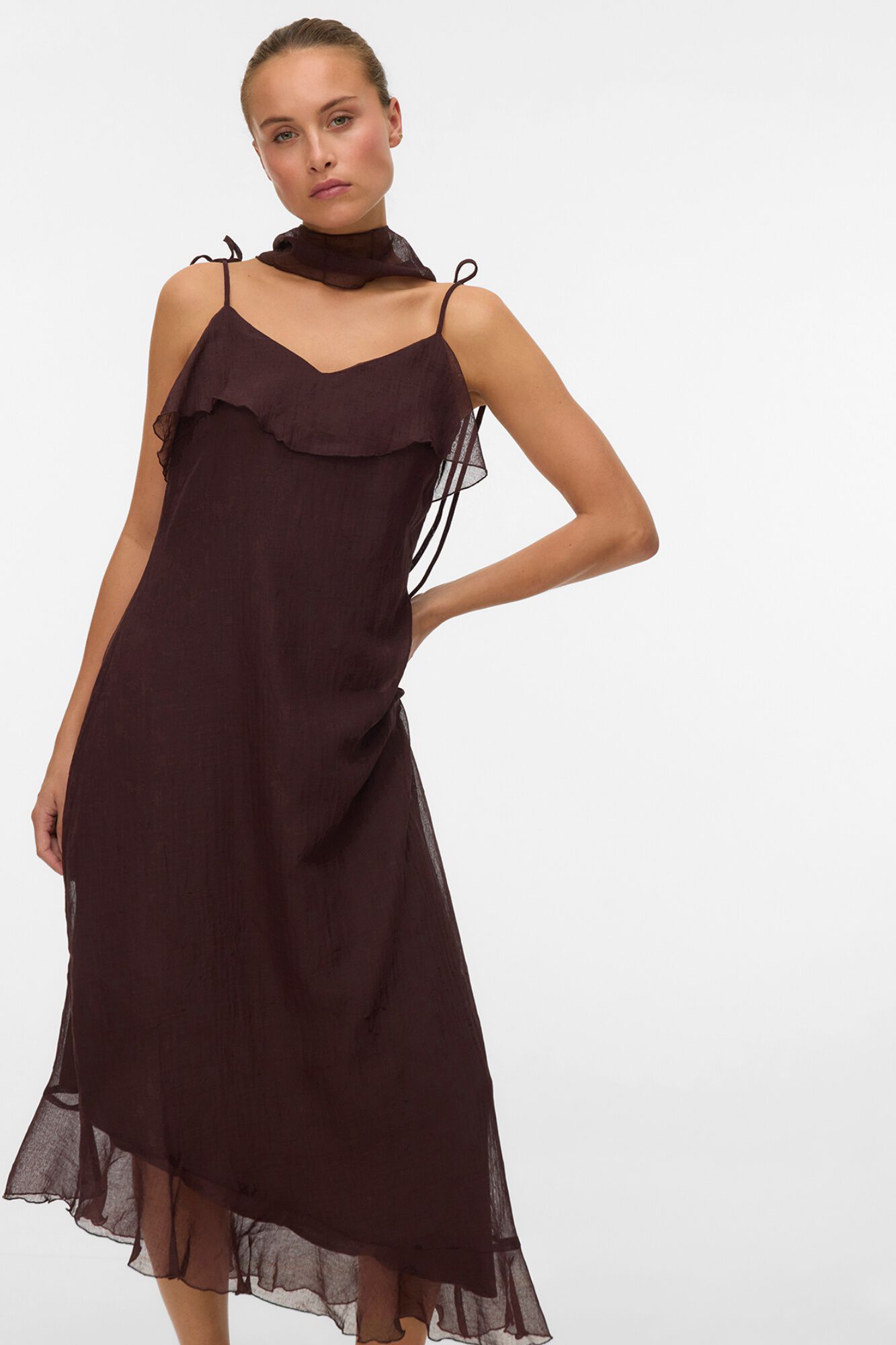 Vero Moda Vestido midi de al&ccedil;as com folho