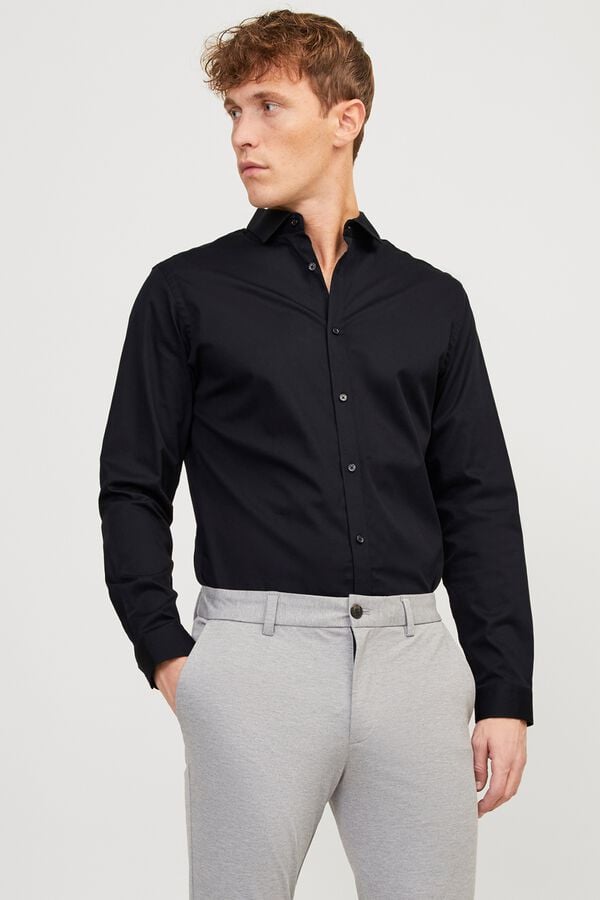 Jack & Jones Camisa slim fit em algod&atilde;o Preto