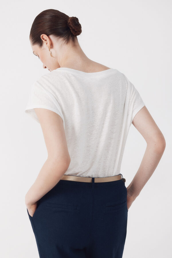 Cortefiel Linen neckline t-shirt with lurex White