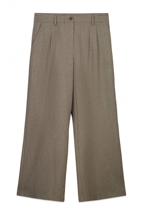 Slowlove Pantal&oacute;n pinzas recto Castanho