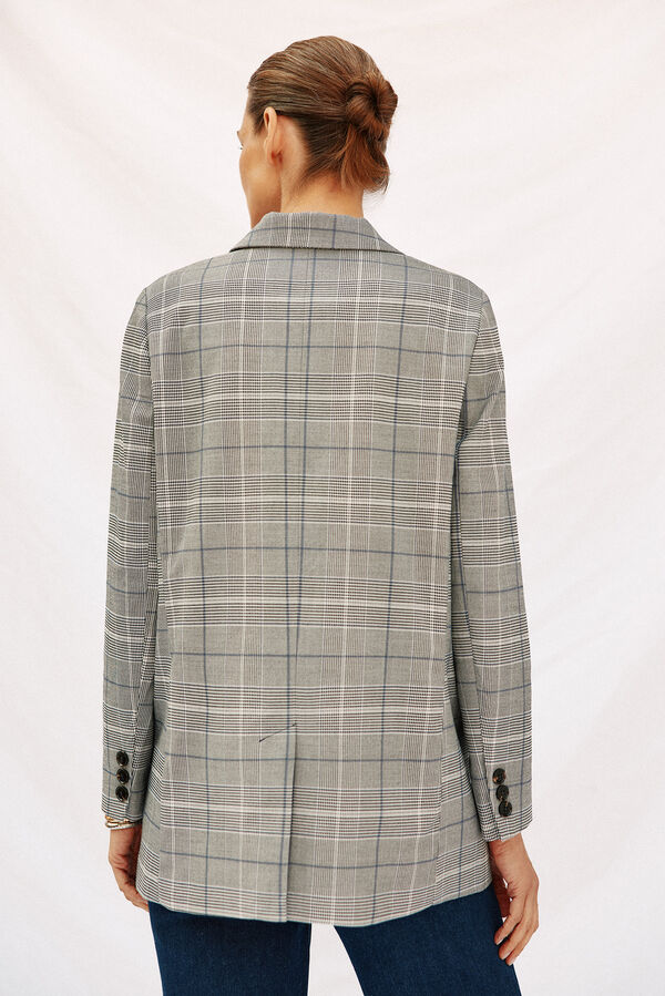Cortefiel Checked blazer Printed grey