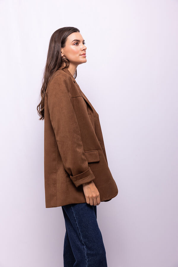 Object Blazer com efeito camurça Castanho
