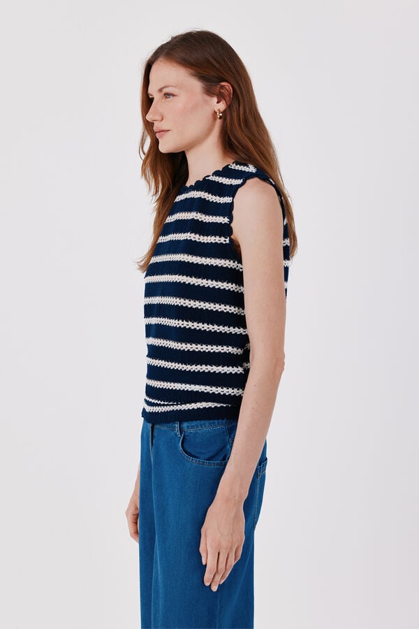 Cortefiel Striped sleeveless top Blue