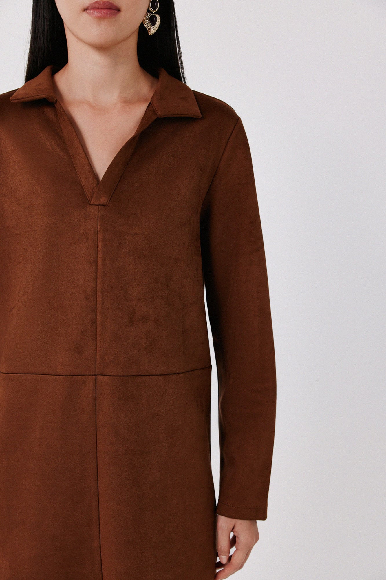 Cortefiel Faux suede polo neck dress
