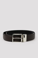 Cortefiel Reversible leather belt Brown