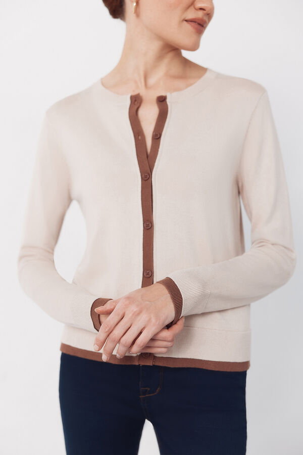 Cortefiel Jersey-knit contrast jacket Nude