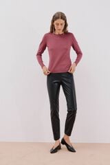 Cortefiel Women's stretch faux faux leather leggings Black