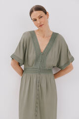 Cortefiel Vestido longo de renda Verde