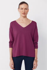 Cortefiel Camisola de malha decote bico Roxo