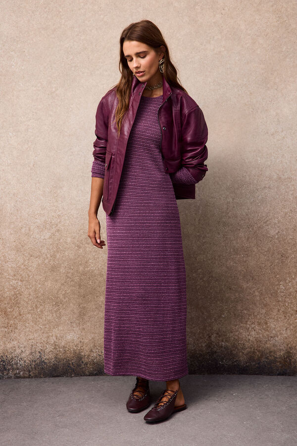 Slowlove Vestido estructura rayas Lila