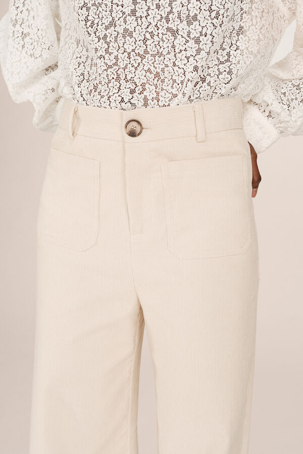 Grace & Mila Calça de veludo cotelê com bolsos frontais Branco