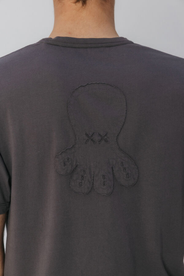 elPulpo T-shirt com logo tran&ccedil;ado Cinzento