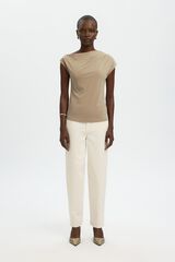 Selected Top assim&eacute;trico em modal Castanho