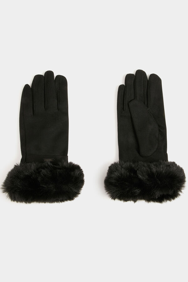 Morgan Guantes con detalles de pelo Negro