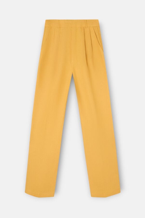 Silbon Linen straight trousers Yellow