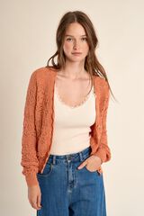 Molly Bracken Casaco de malha de mulher de manga comprida em malha rendada Laranja