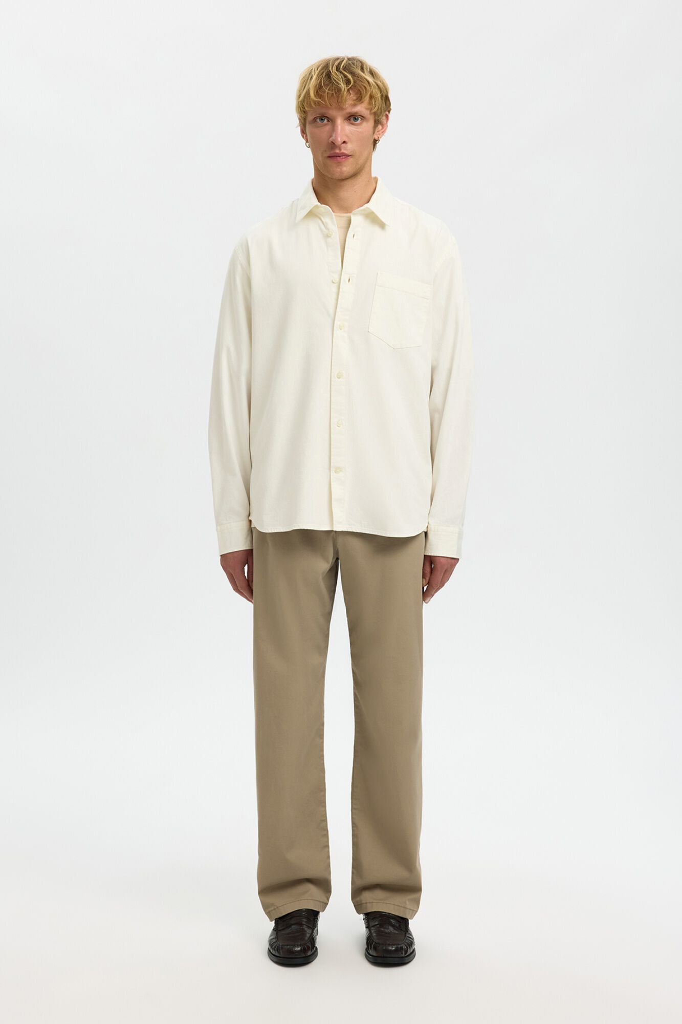 Selected Camisa de ganga leve 100% algod&atilde;o org&acirc;nico