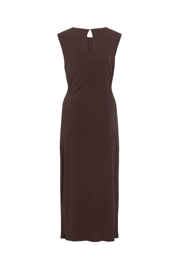 Vila Midi dress with appliqu&eacute; Dark brown
