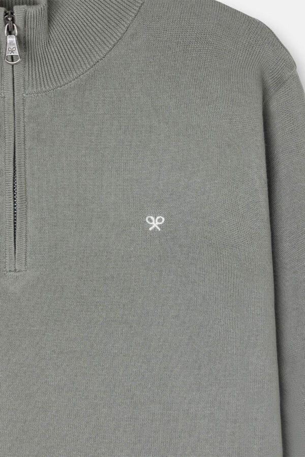 Silbon Camisola lisa meio fecho-&eacute;clair Verde