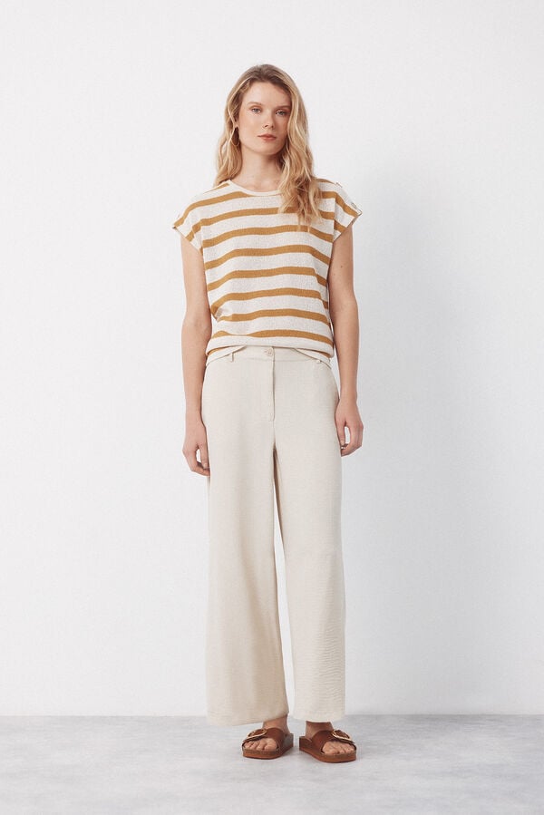 Cortefiel Textured pants Nude
