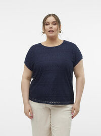 Cortefiel Plus size short-sleeved T-shirt Navy